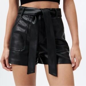 Zara High Waist Black Faux Leather Shorts